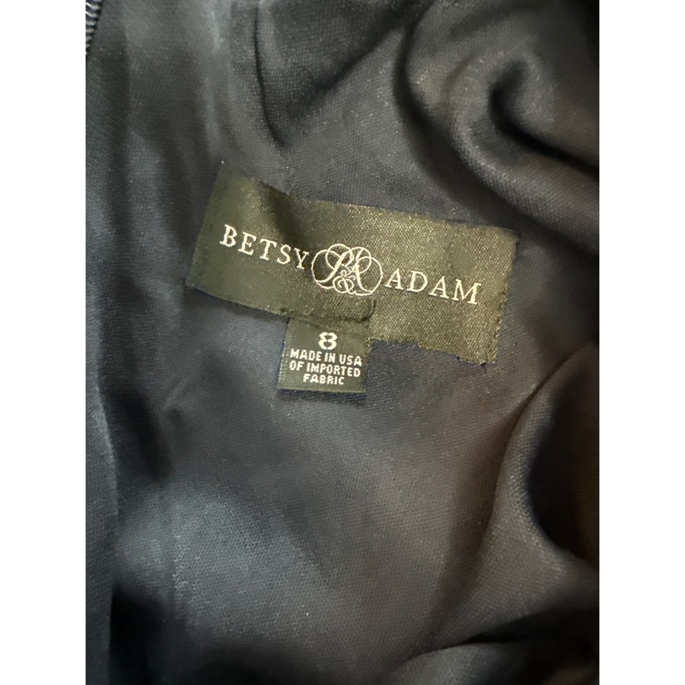 Betsy & Adam Womens One Shoulder Draped Evening Gown Navy Blue Size 8 A25025 - Picture 9 of 10